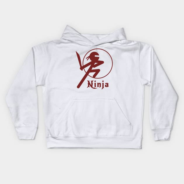 Stickman Ninja - Red Kids Hoodie by Design Fern